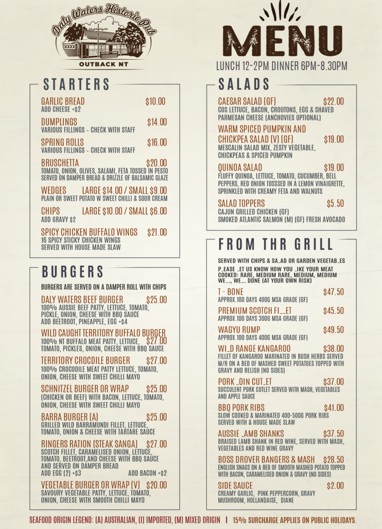 Daly Waters Pub Dinner Menu Dry Season-1